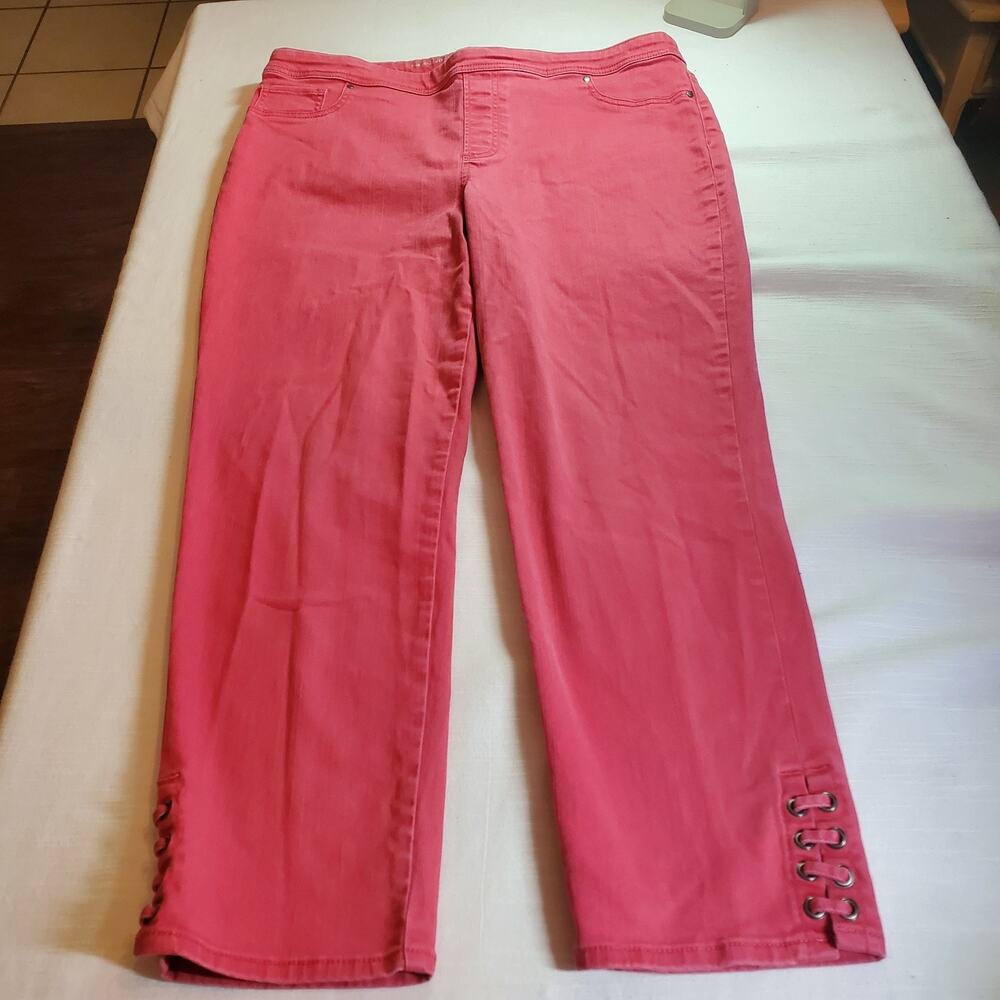 Chico's Womens Size 16 Girlfriend 2.5 Ankle Denim Jeans Pink Ankle Stretch Pants